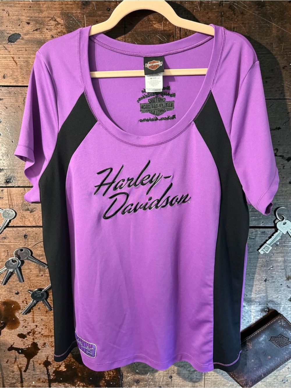 Harley Davidson Womens Purple Performance Tee Biker XL